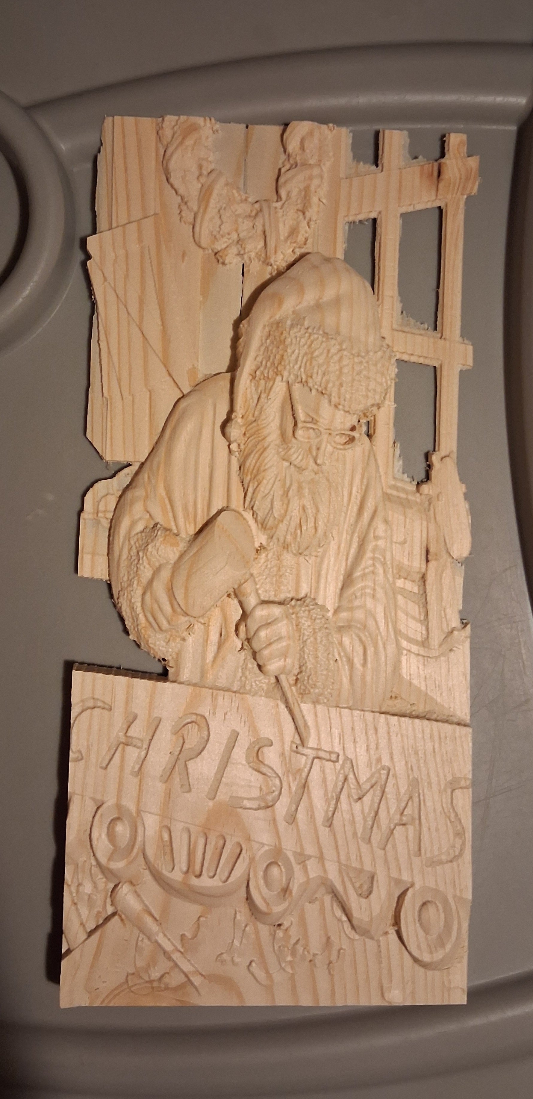 Santa Christmas wood carving